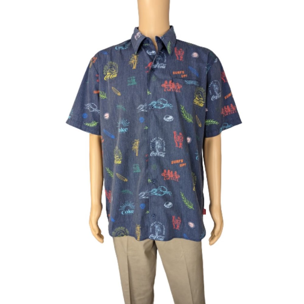 Coca-Cola Surfs Up Button-Up Woven Shirt XL